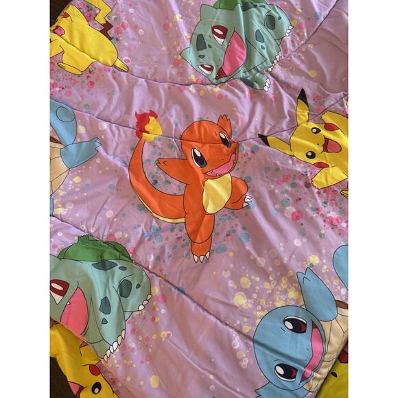 Pokemon Kids 4 Pc Purple Pink Reversible Comforter Full Sheet, 2 Pillow Cases - Picture 2 of 6